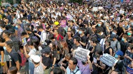 Hong Kong protesters chant 'Reclaim Hong Kong, Revolution of our Times' while marching to the US Consulate