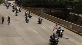 NYC: Motorcycles drive up West Side Highway in 9/11 tribute