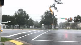 Traffic lights sway in strong winds as Hurricane Dorian lashes Georgetown, South Carolina