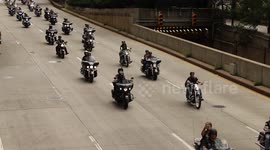 Hundreds of motorbikes drive around New York City in 9/11 tribute