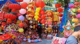 Unique lantern market in Vietnam with thousands of lanterns of different colors and shapes