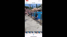 Little girl takes a tumble at seaworld during Shamu Show.