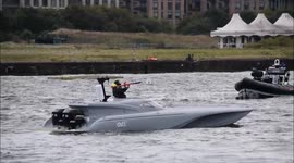 'Robot' boats demonstrate manoeuvres on Thames during DSEI arms fair