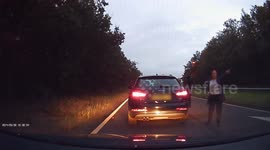 Terrifying dashcam footage shows car driving on wrong side of busy UK motorway