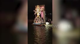 Dramatic moment boats carrying 19 passengers capsize during idol immersion in central India
