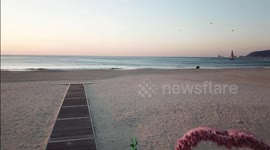 Dawn on Haeundae beach by drone