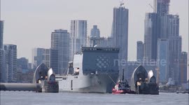 RFA Lyme Bay heads leaves London after taking part in LISW19