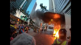 Journalists race to scene as protesters set fire to Hong Kong station