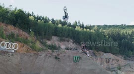 Spanish mountain biker performs world's first 'tsunami front flip' in Germany