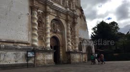 Mayan people going to the church. Antigua Guatemala