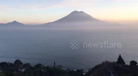 Breathtaking view on the volcano Atitlan and Taliman on coast of Guatemala