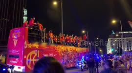 Spanish basketball team celebrate with fans in Madrid after becoming world champions