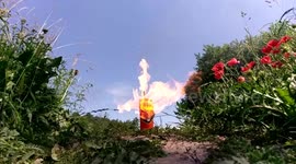 Ukrainian scientist ignites and melts soda can using 200 sparklers