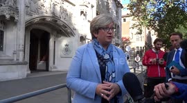SNP MP Joanna Cherry interviewed by press outside the UK Supreme Court on day two of hearing on prorogation of Parliament