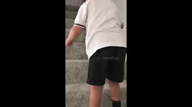 Ronnie Walking upstairs without any help for the first time!! Aged 5