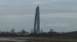 Massive wind energy turbine collapse in Chatham Ontario due to blade failure at wind farm that produces clean renewable electricity
