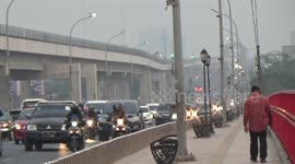 Transport being disrupted in Musi river Palembang south sumatera Indonesia