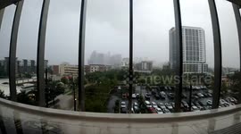 Time-lapse footage of Tropical Depression Imelda sweeping through downtown Houston