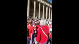 Protesters rally around St George’s Hall in Liverpool to take a stance against climate change