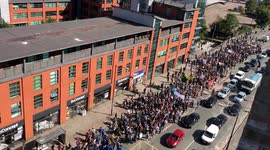 Climate Change Strike in Manchester City Centre (Aerial View)