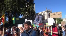Climate change protesters demand climate justice outside Parliament in London  - day one of global climate change strikes