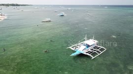 A drone view of the island of Malapascua, in Cebu, Philippines