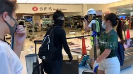 Protesters barricade themselves inside New Town Plaza mall in Sha Tin