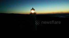 Light House In Twilight - Drone Footage