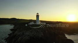 Drone Footage of Lighthouse At Sunset