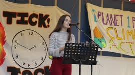 Student gives speech at Climate March