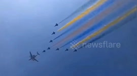 Planes and fireworks fill the sky on third rehearsal for China's National Day celebration in Beijing