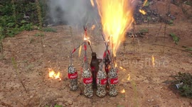 Man fills Coca-Cola bottles with 50,000 matches and sets them alight