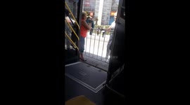 Elderly passengers must climb over fence to catch a bus in Bulgaria