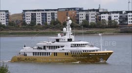 Golden superyacht worth £16m cruises down River Thames during London Fashion Week