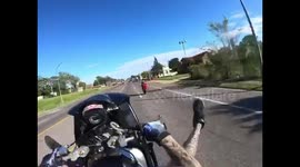 Terrifying moment US motorbike stunt rider crashes and walks away unharmed