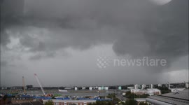 Time-lapse of heavy storm that caused delays at London City Airport