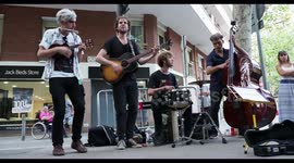 street band playing during the fiesta de poblenou