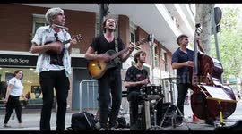 street band playing during the fiesta de poblenou
