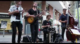 street band playing during the fiesta de poblenou