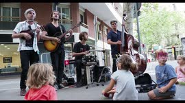 street band playing during the fiesta de poblenou