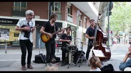 street band playing during the fiesta de poblenou