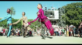 large african dance statues at la merce festival, barcelona, spain