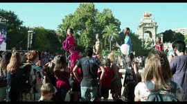 large african dance statues at la merce festival, barcelona, spain