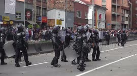 Police and students clash at Bogota protest