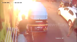 Young Indian man catches fire after stepping on live wire