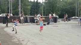 Street rock band in moscow