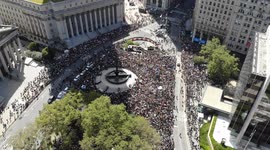 Drone footage of Climate Strike NYC, where Greta Thunberg addressed thousands of young people