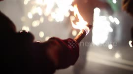 crowds in the street for the fire run or correfoc, during la merce festival, barcelona spain