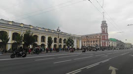 Motobikes Parade takes place on Nevsky prospect, St Petersburg, Russia