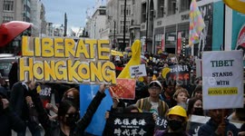 Hong Kong pro-democracy protesters flood London's Chinatown
